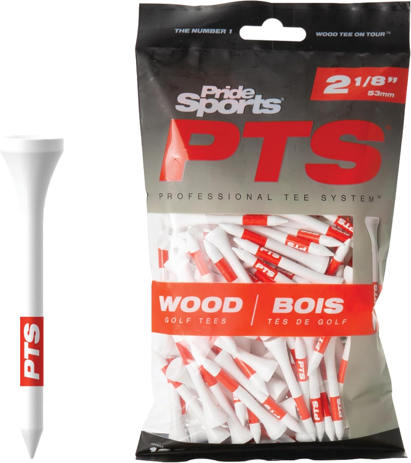 PTS Wood Golf Tees | 100 Count, 2-3/4 Inch | #1 Wood Tee on Tour | Best for Drivers & Woods