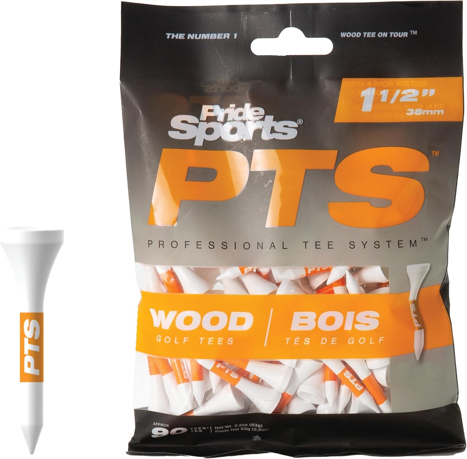 PTS Wood Golf Tees | 100 Count, 2-3/4 Inch | #1 Wood Tee on Tour | Best for Drivers & Woods