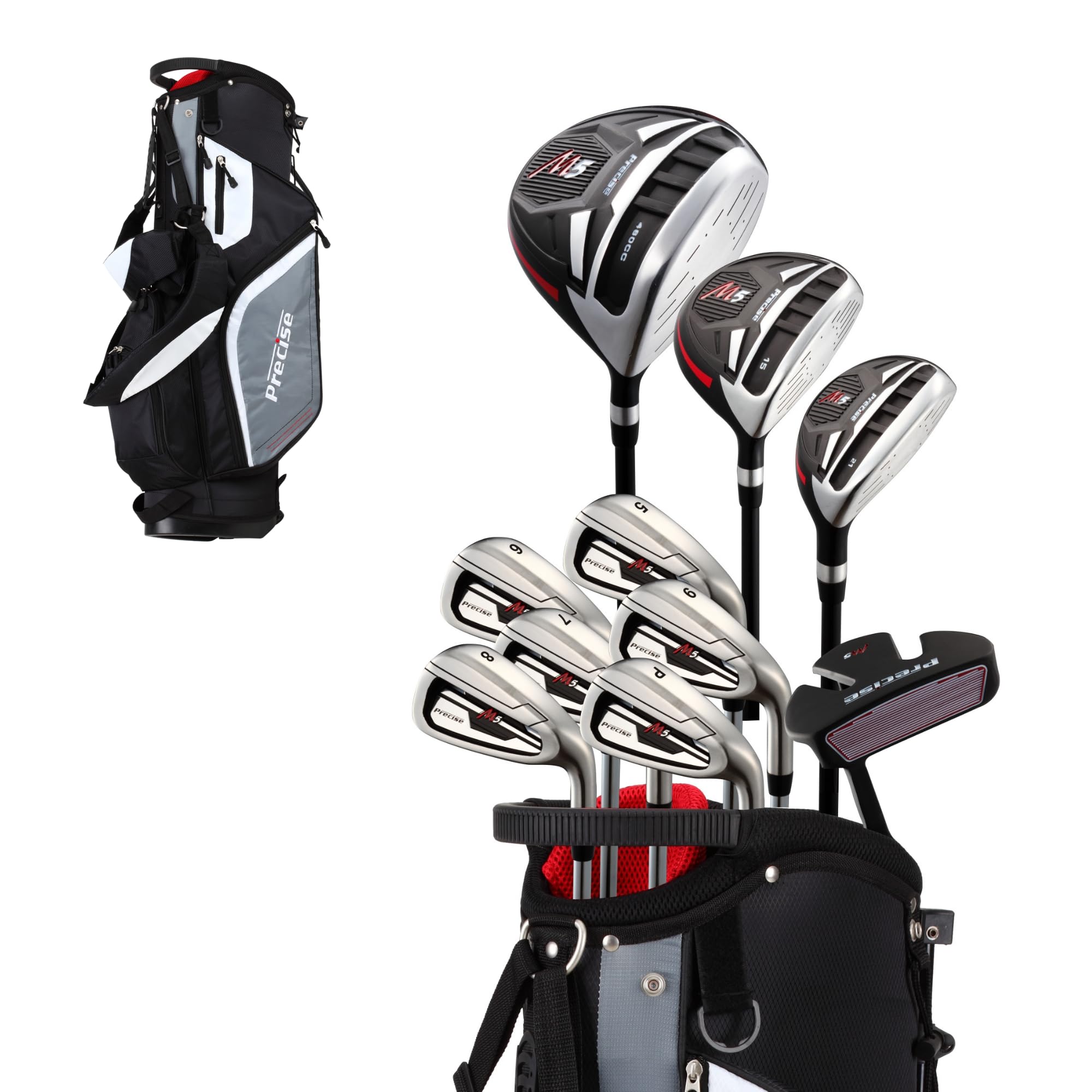 GoifDrivr M5 Men's Golf Set – 460cc Driver, Fairway Wood, Hybrid, 5-PW Irons, Putter & Stand Bag | Complete 14-Piece Golf Club Set
