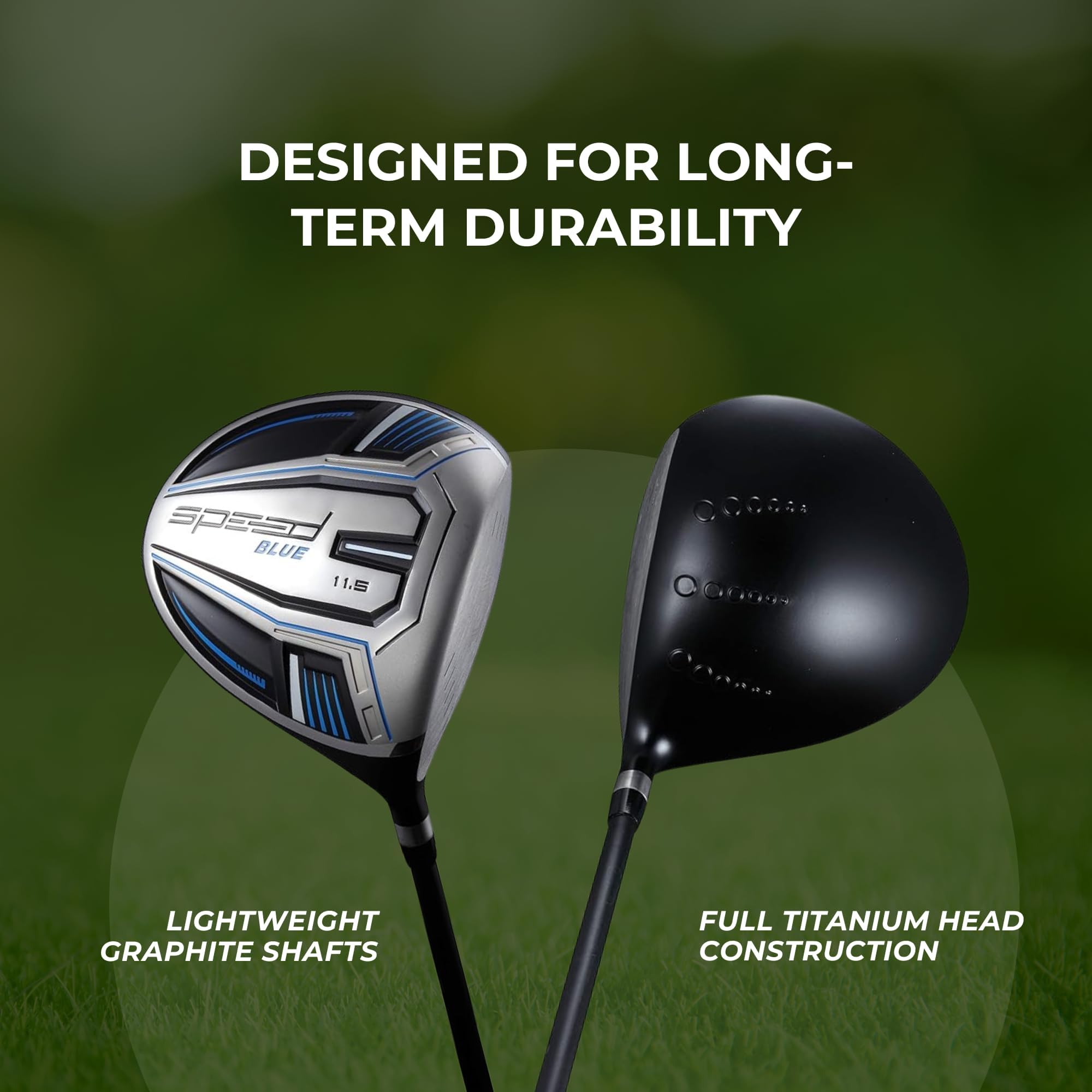 Titanium Driver Golf Club, Loft Lightweight Graphite Shaft, Oversized Sweet Spot, Aerodynamic, USGA Conforming Mens Driver + Deluxe Headcover