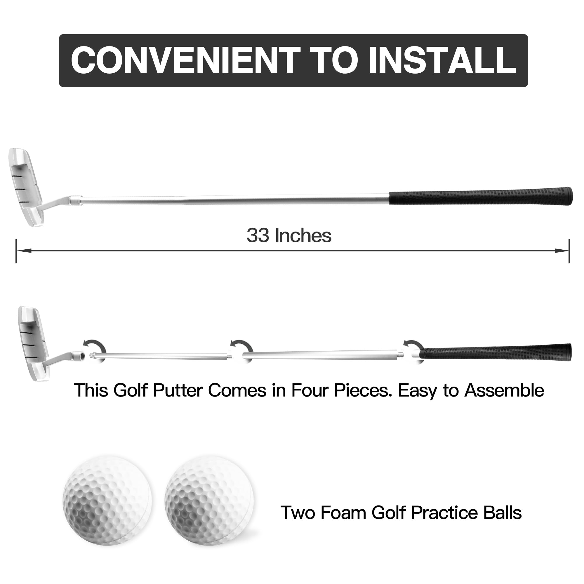 GolfDrivr Golf Putter - Golf Putters for Men Right Handed Golfers or Golf Putter for Womens Mini Golf Clubs Set - 33" Right Hand putters with 2 Golf Practice Ball