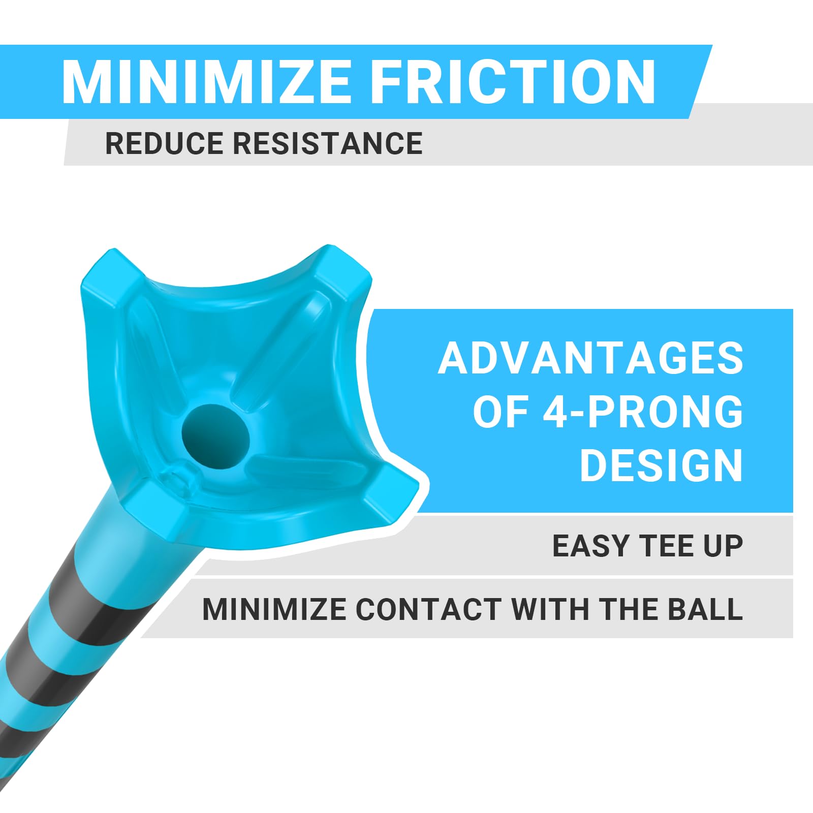 Plastic Golf Tees 100 Pack (3-1/4" or 2-3/4"), Enhanced Durability & Stability, Engineered to Minimize Friction and Side Spin