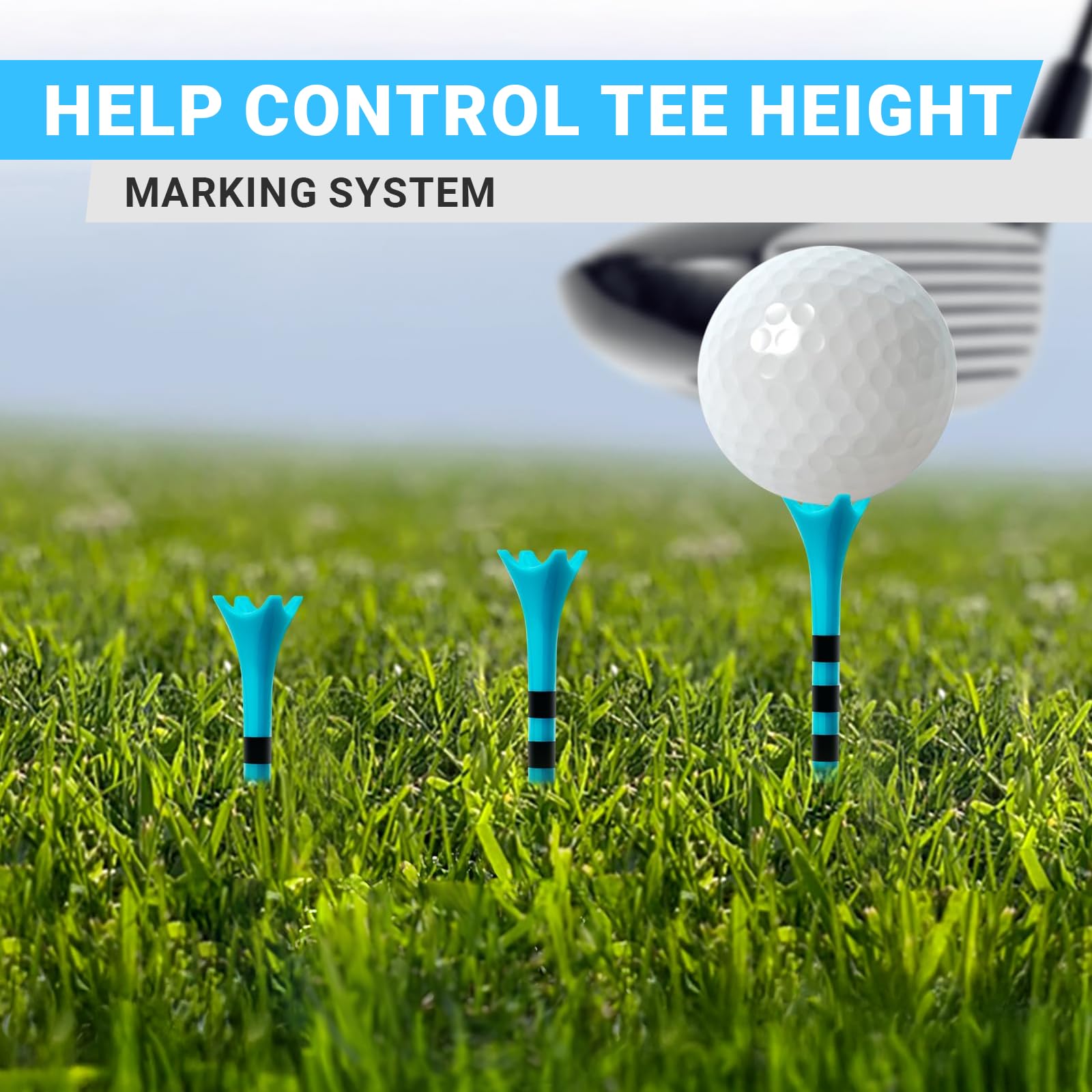 Plastic Golf Tees 100 Pack (3-1/4" or 2-3/4"), Enhanced Durability & Stability, Engineered to Minimize Friction and Side Spin