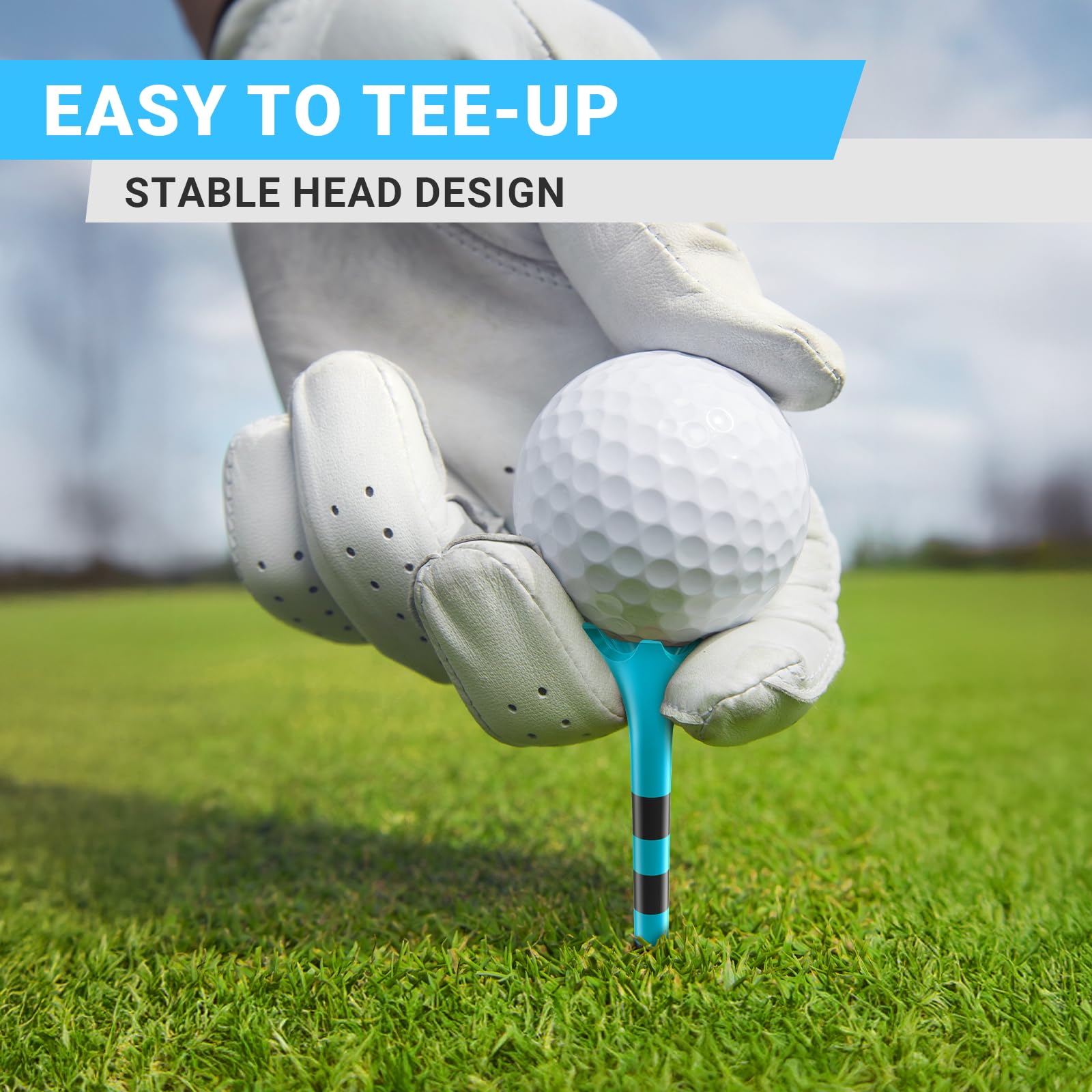 Plastic Golf Tees 100 Pack (3-1/4" or 2-3/4"), Enhanced Durability & Stability, Engineered to Minimize Friction and Side Spin