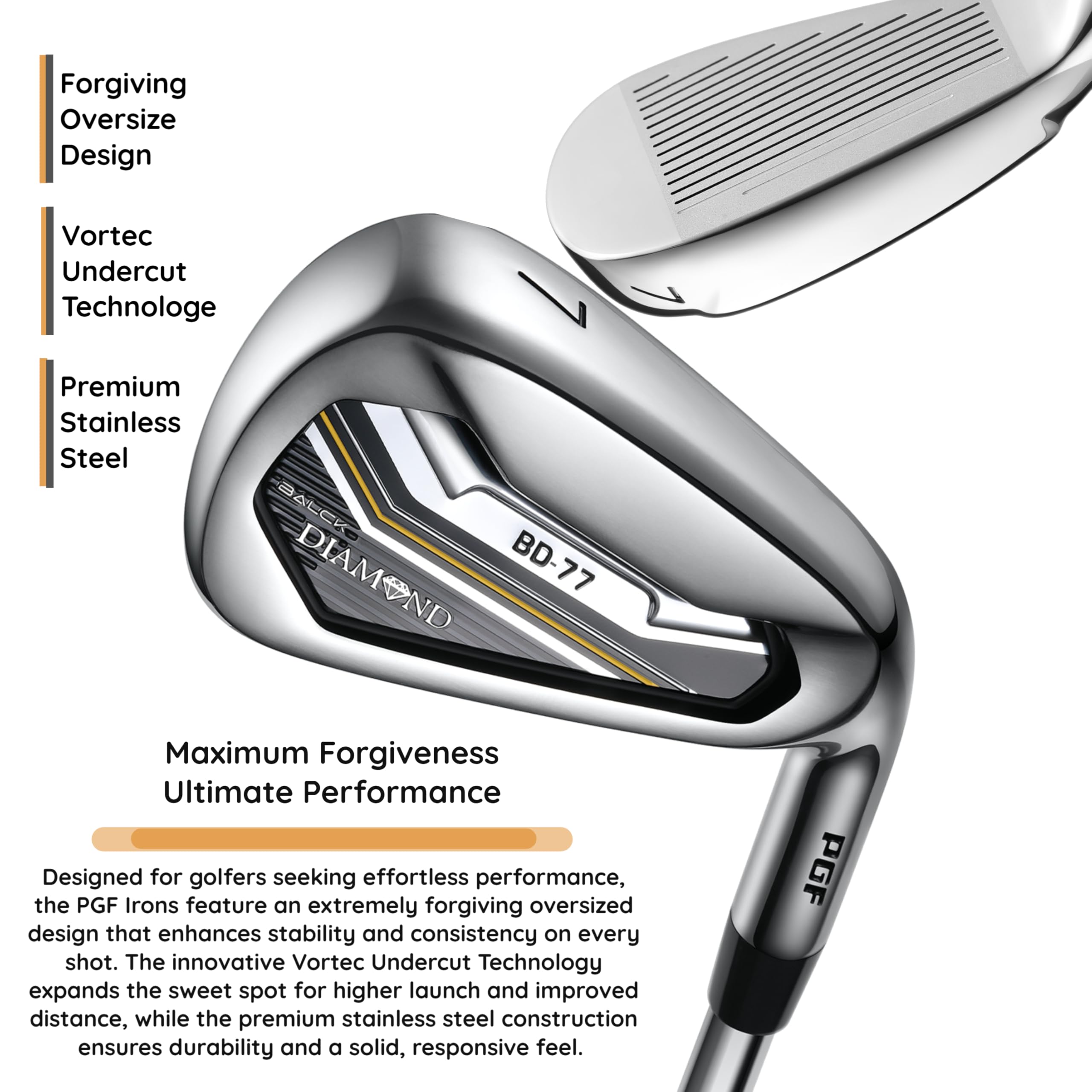 GolfDrivr PGF Labs BD-77 Complete Golf Club Package Set for Men & Women [14-Pieces] [Flex: Regular]